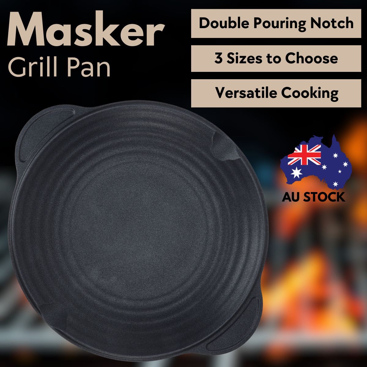 Masker BBQ Grill Pan with Double Pouring Notchs and Handles 32cm