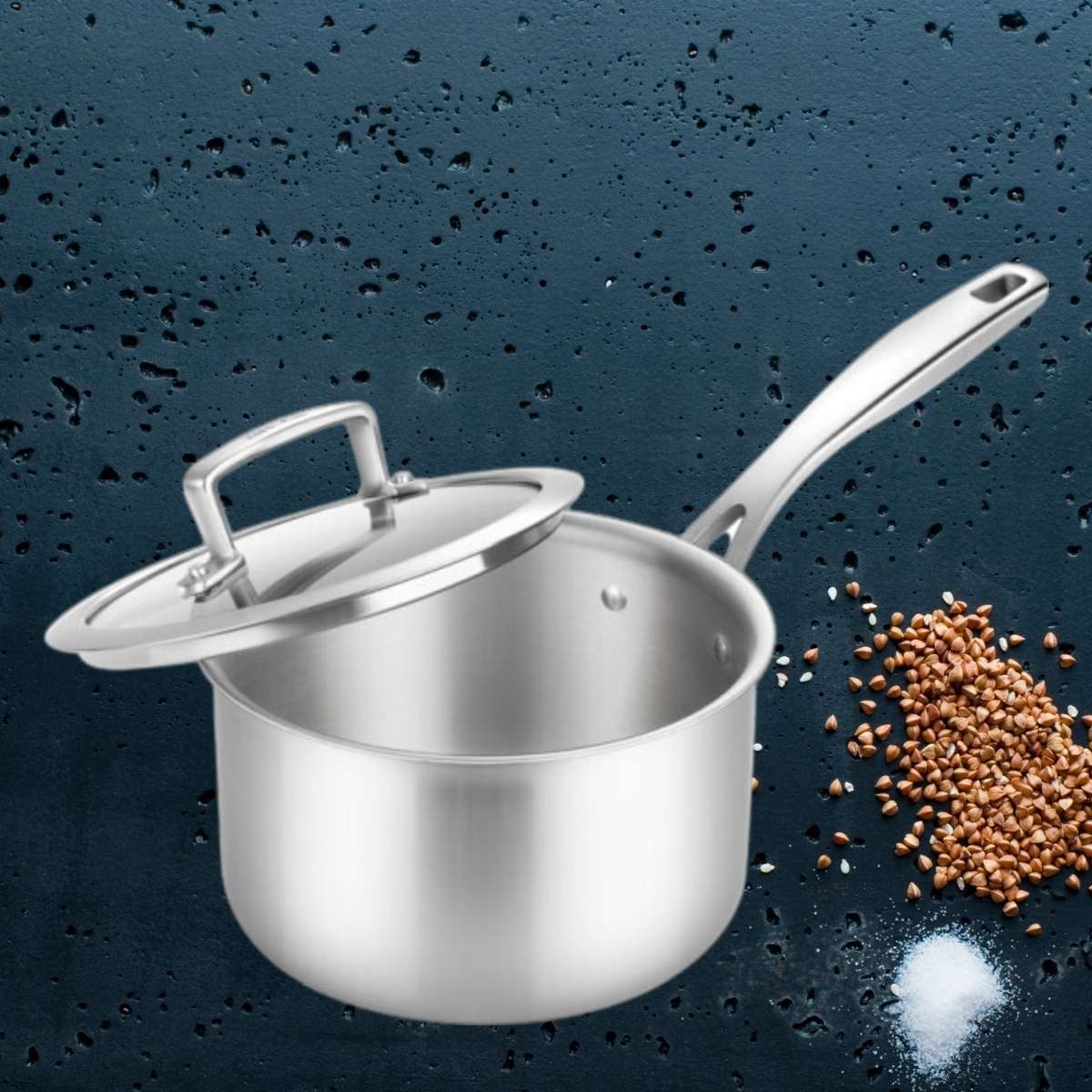 Kylin 304 Professional Stainless Steels Milk Cooking Pan Pots Kitchen Cookware Pan,Saucepan with Lid 16CM