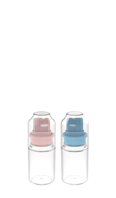 Robo Oil Brush Bottle Seasoning Spice Condiment Container w/Brush 150ml-Pink