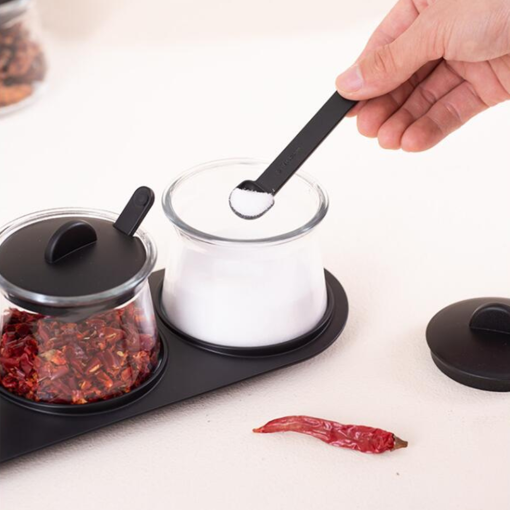 Robo Sunrise Spice Jar Spice Containers Set - Black