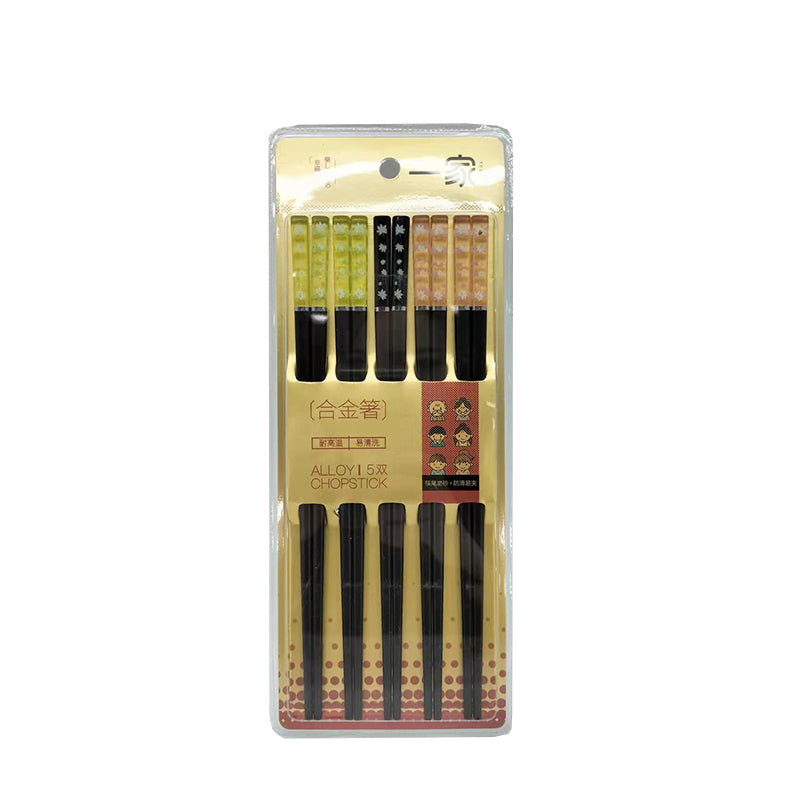 Yesjoy Cherry Blossom Chinese Japanese Alloy Chopsticks 5 Pair KJ399A
