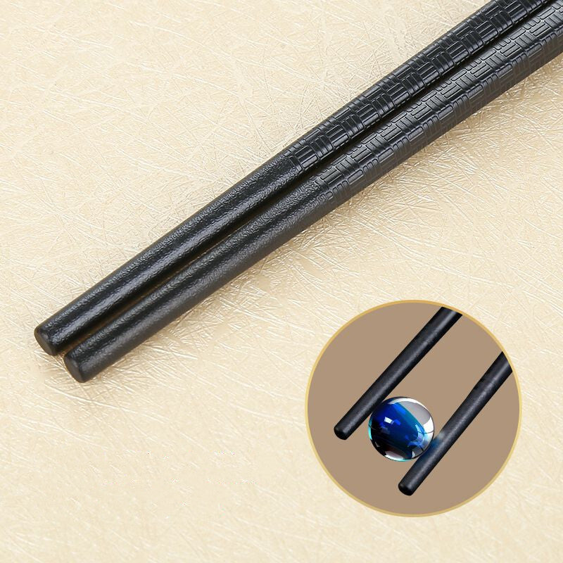 THRJ Bamboo Woven Pattern Alloy Chopsticks 10 Pair 7784