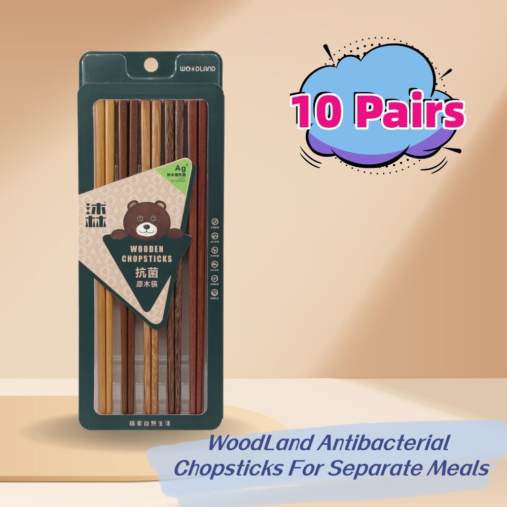 WoodLand Antibacterial Chopsticks For Separate Meals 10 Pairs KA695