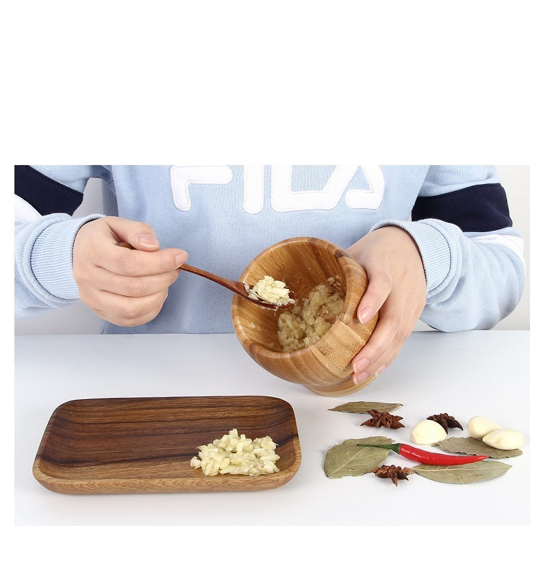 THRJ Bamboo Mortar & Pestle Garlic Spice & Herb Crusher Salad - Three Sizes Available