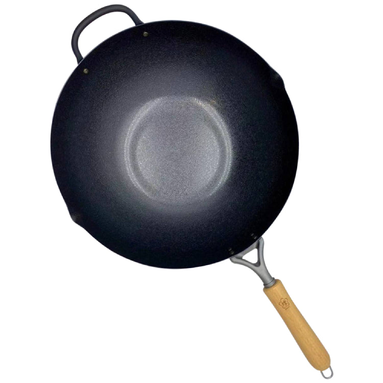 Kirameki Pure Iron Double Fiber Line Stir Fry Wok Made In Japan