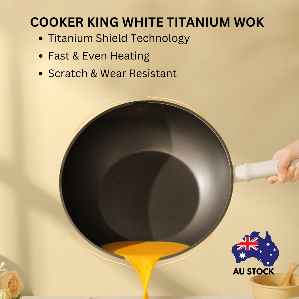 Cooker King White Titanium Wok 32cm