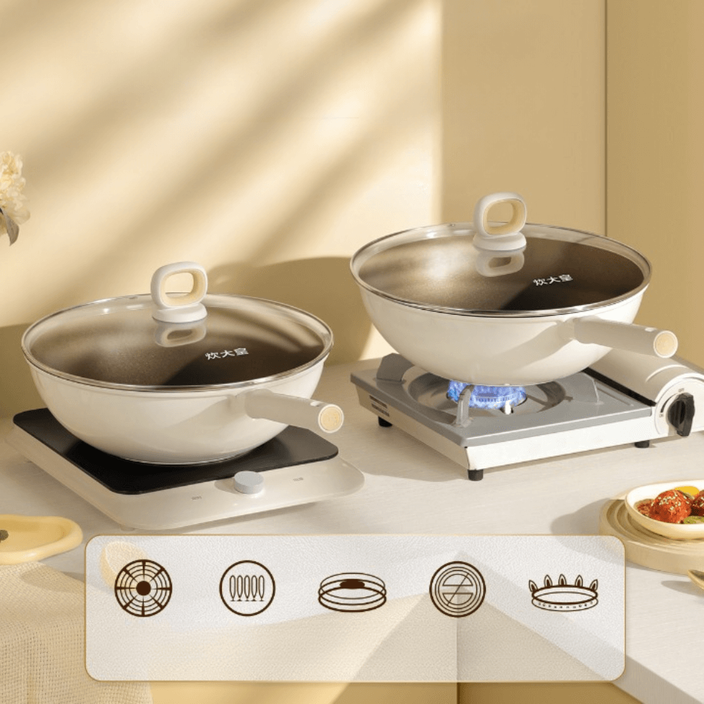 Cooker King White Titanium Wok 32cm
