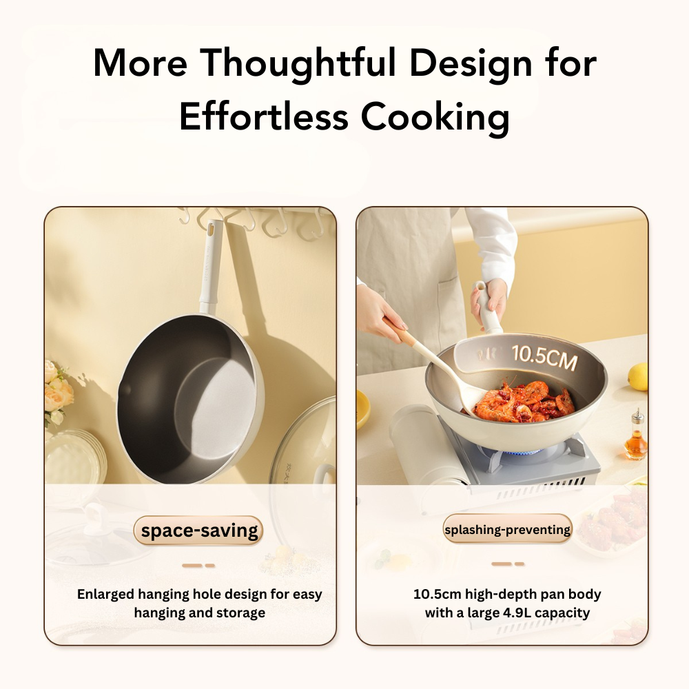 Cooker King White Titanium Wok 32cm