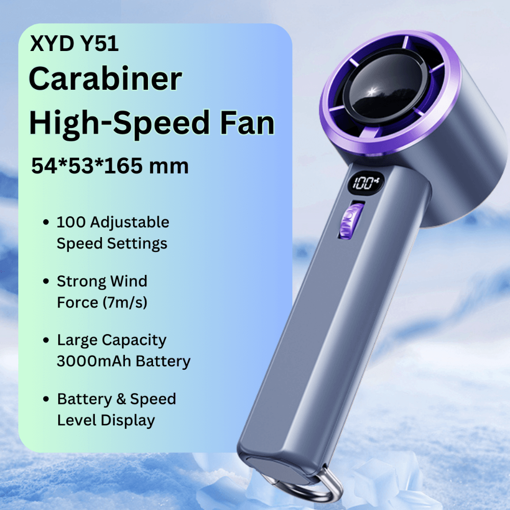 XYD Y51 Carabiner High-Speed Fan - Gray