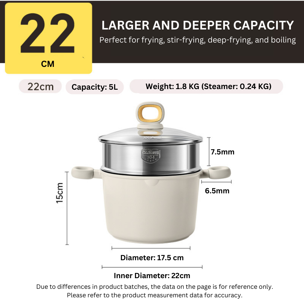 Cooker King White Titanium Cassersole with Steamer 22cm