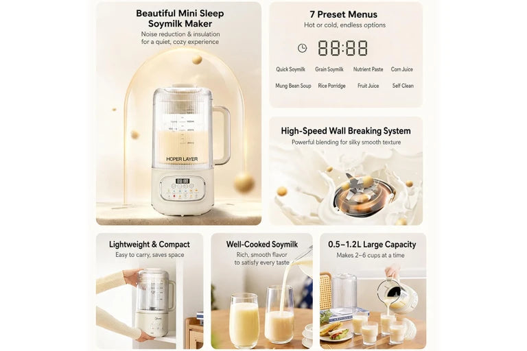 HOPER LAYER Low-Noise Cooking Blender with Enclosure (Model HL-PB01)