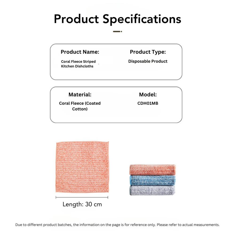 Cooker King Coral Fleece Striped Kitchen Dishcloths 5PC