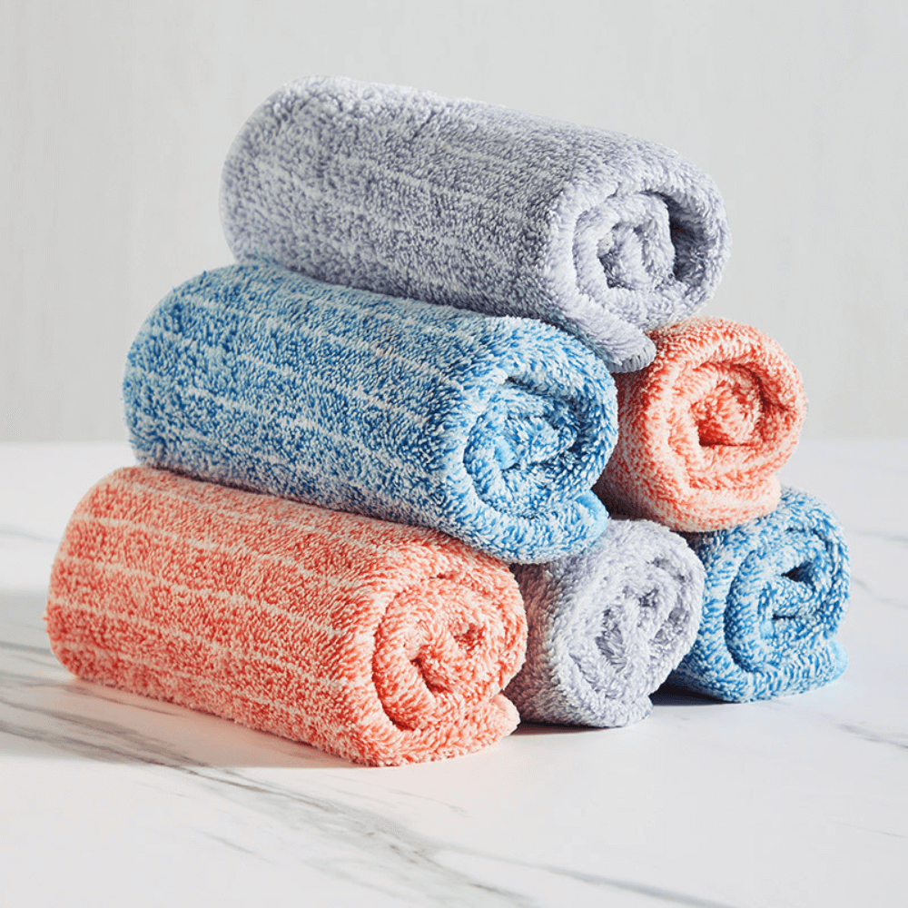 Cooker King Coral Fleece Striped Kitchen Dishcloths 5PC