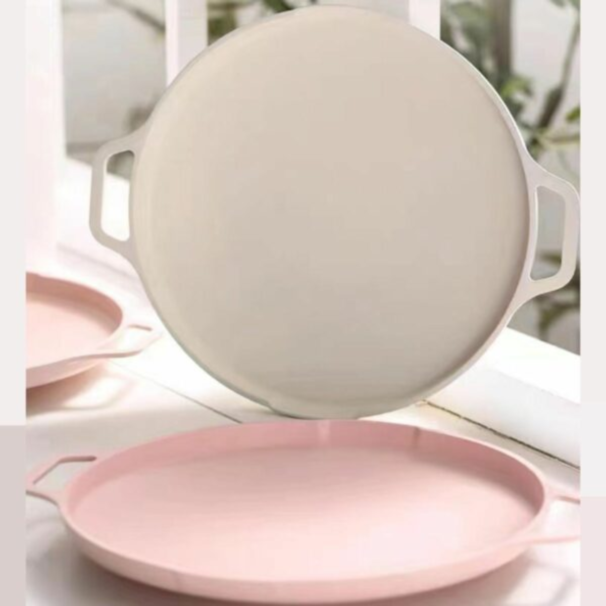 Masker BBQ Grill Pan 30cm with Heat Resistant Handles - Pink