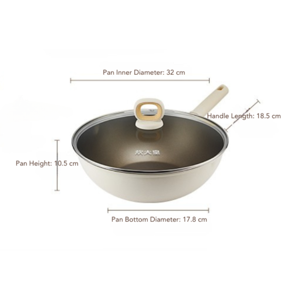Cooker King White Titanium Wok 32cm