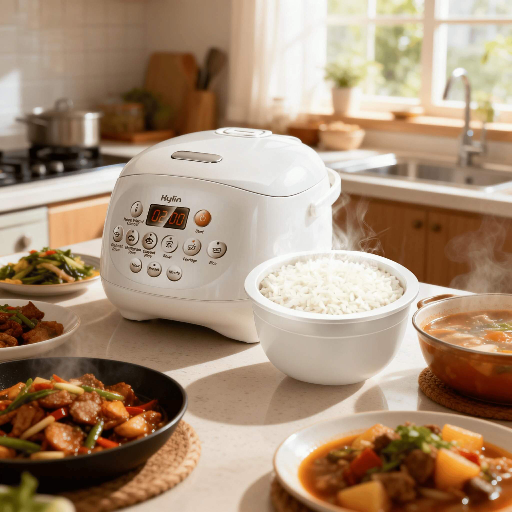 Kylin Electric No Coating Non-stick Healthy Ceramic Rice Cooker in 6 Cups 3L AU-K1030