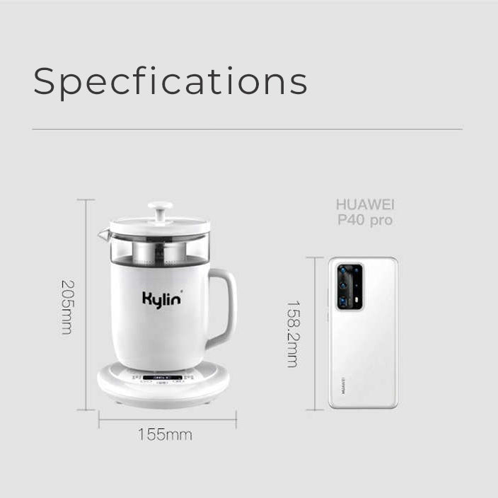 Kylin Electric Multi-Fuction Glass Kettle with Tea Infuser AU-K1050 500ml