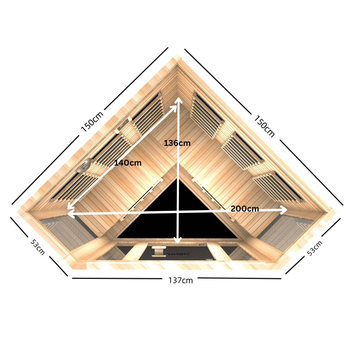 Kylin L-shaped Corner Carbon Far Infrared Sauna Room 4 person - K8401