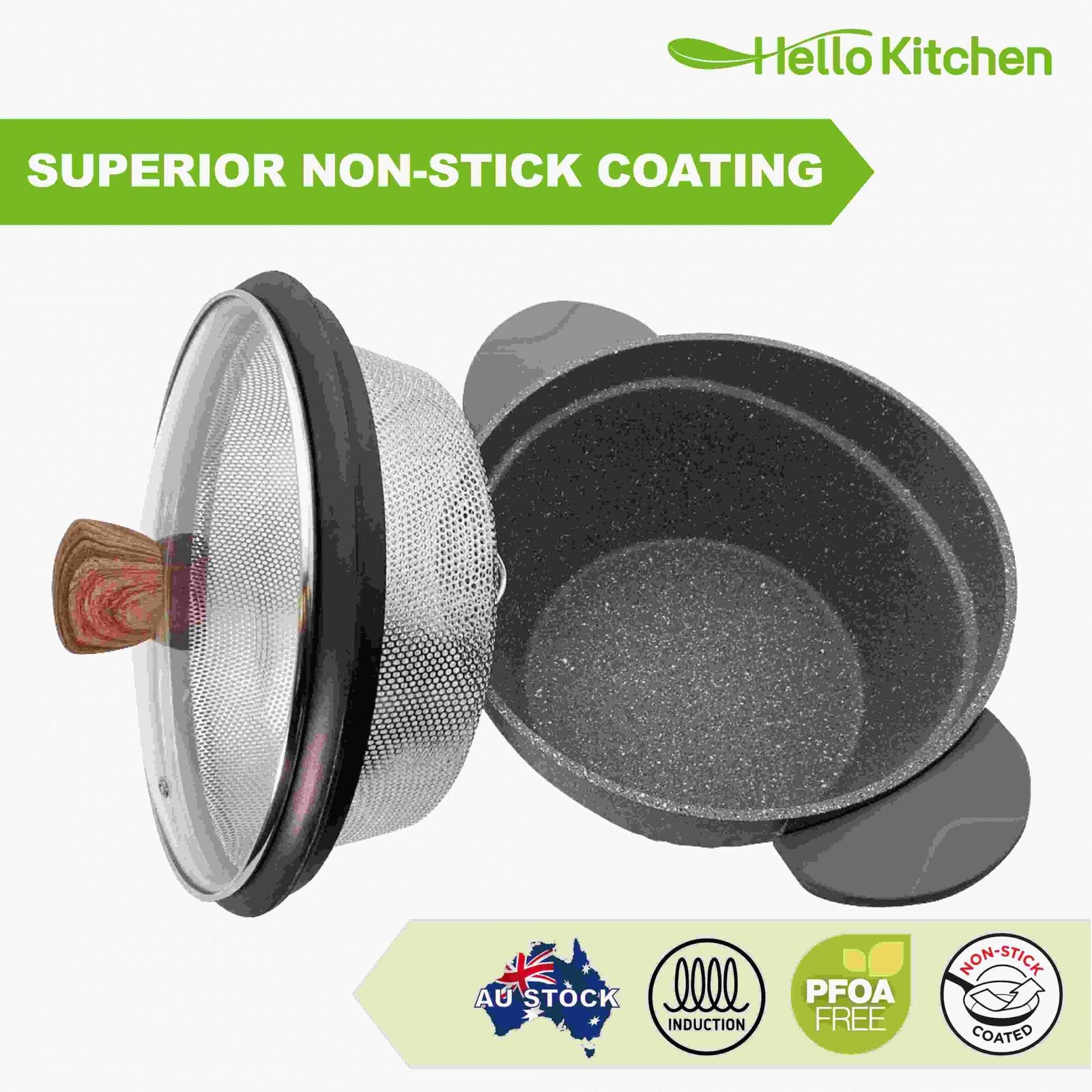 Hello Kitchen Non-stick 24cm Soup Pot  (with steamer) 62399S