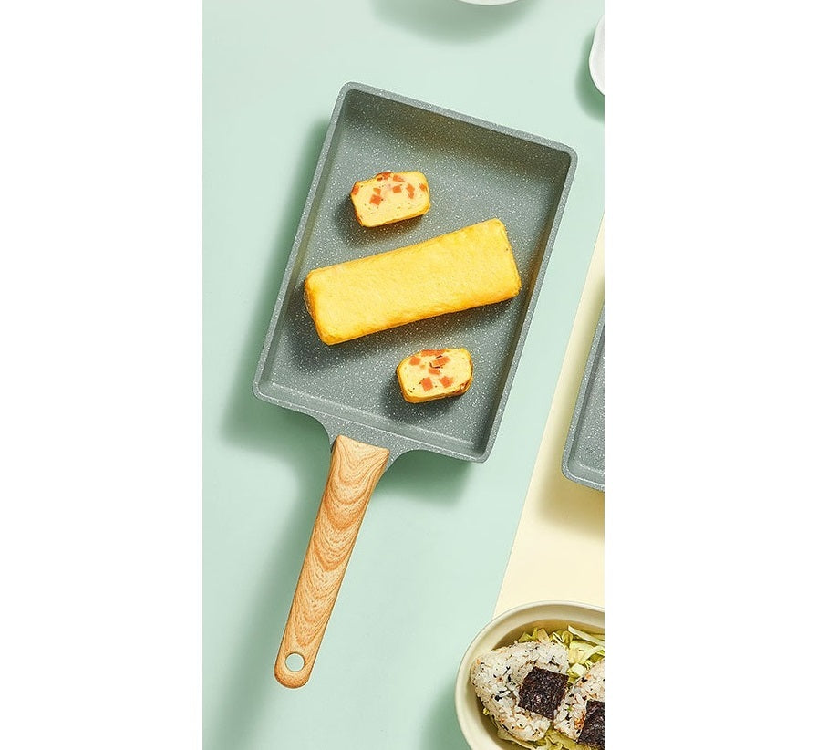 QC 20*15.5cm IH Tamagoyaki Pan With Silicon Handle - Green