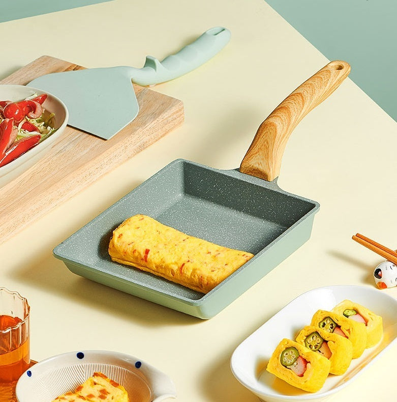 QC 20*15.5cm IH Tamagoyaki Pan With Silicon Handle - Green