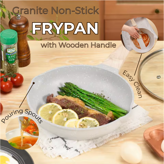 Synmore Granite Non-Stick Frypan with Wooden Handle 26cm