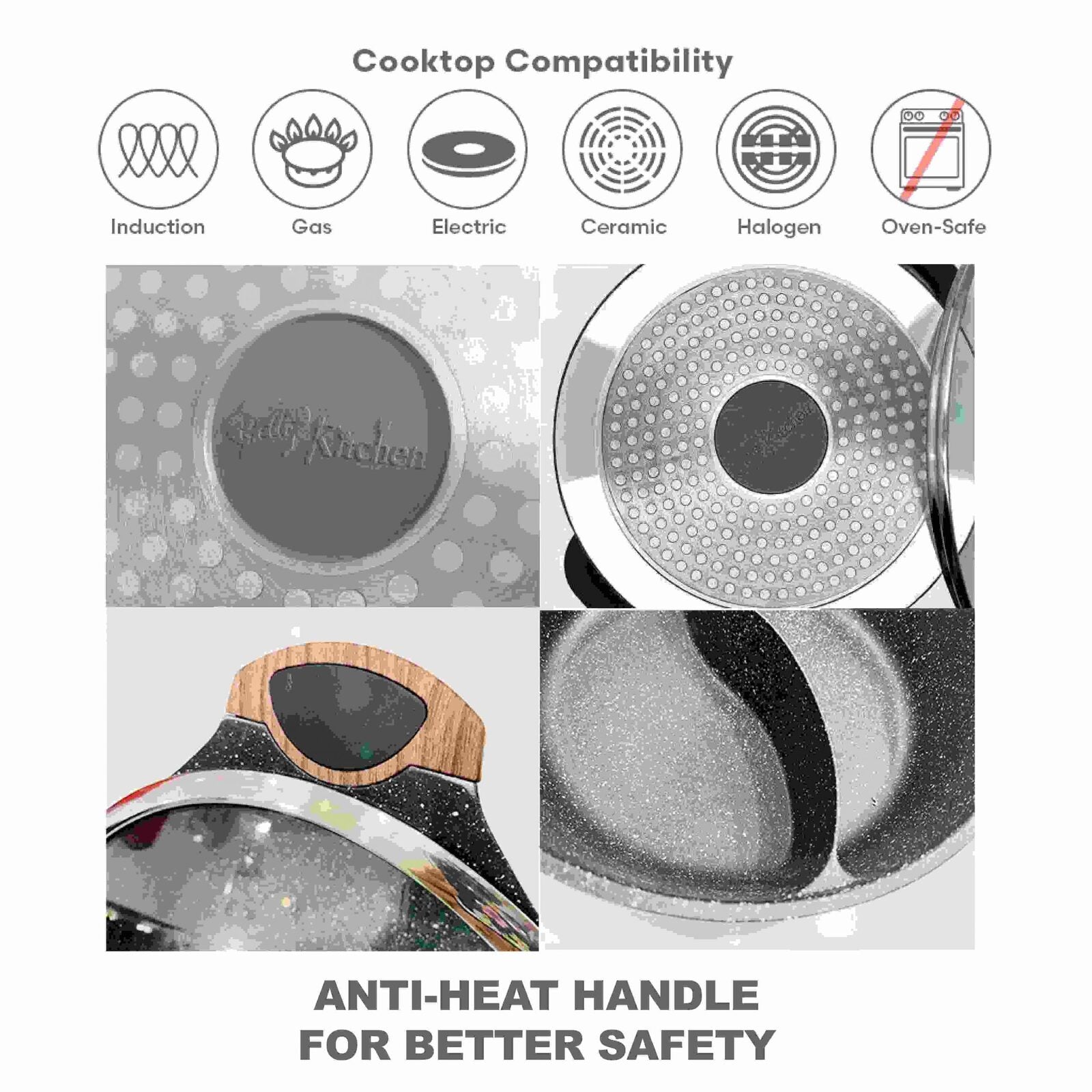 Hello Kitchen Non-stick Marble Divided Steamboat Hot Pot 30cm