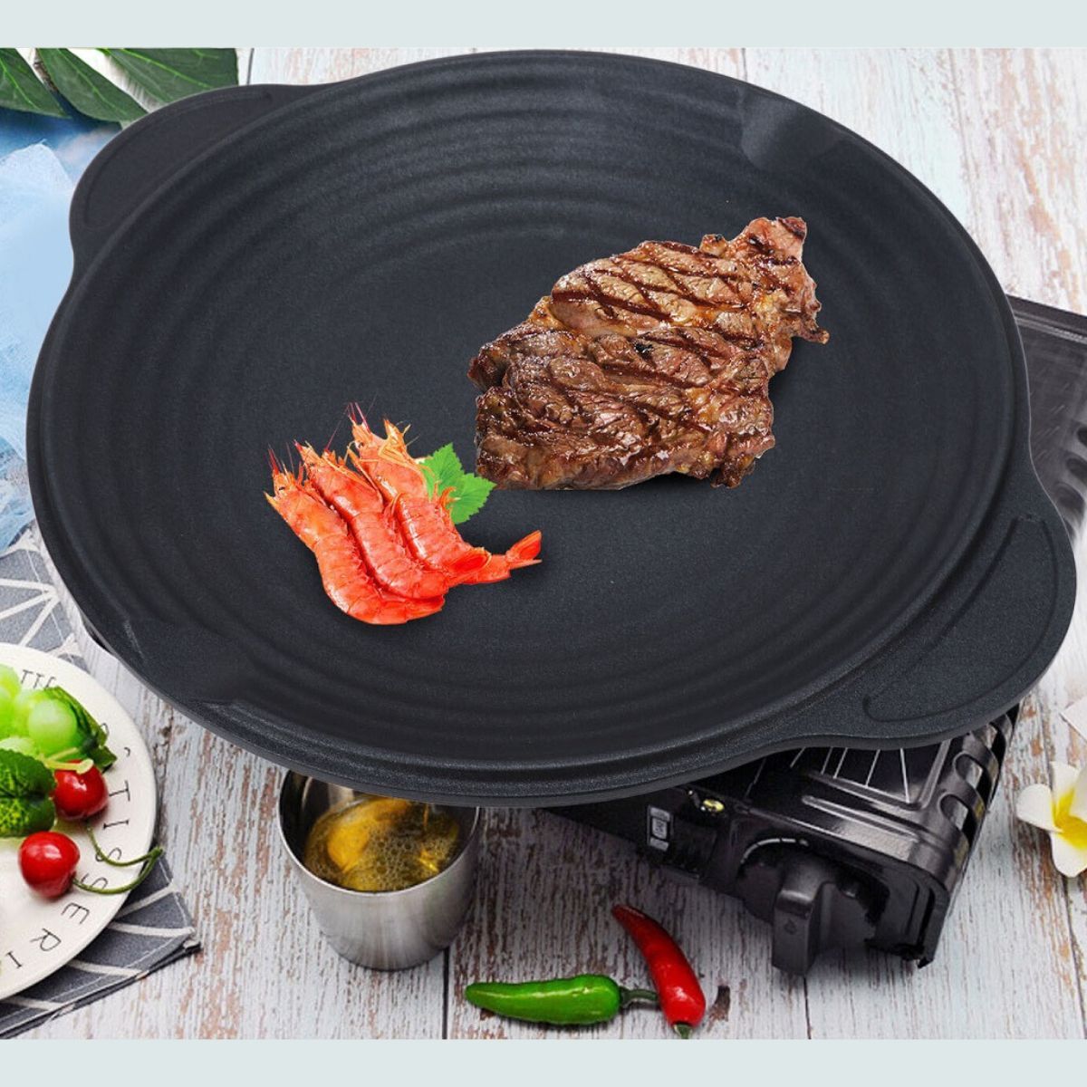 Masker BBQ Grill Pan with Double Pouring Notchs and Handles 32cm
