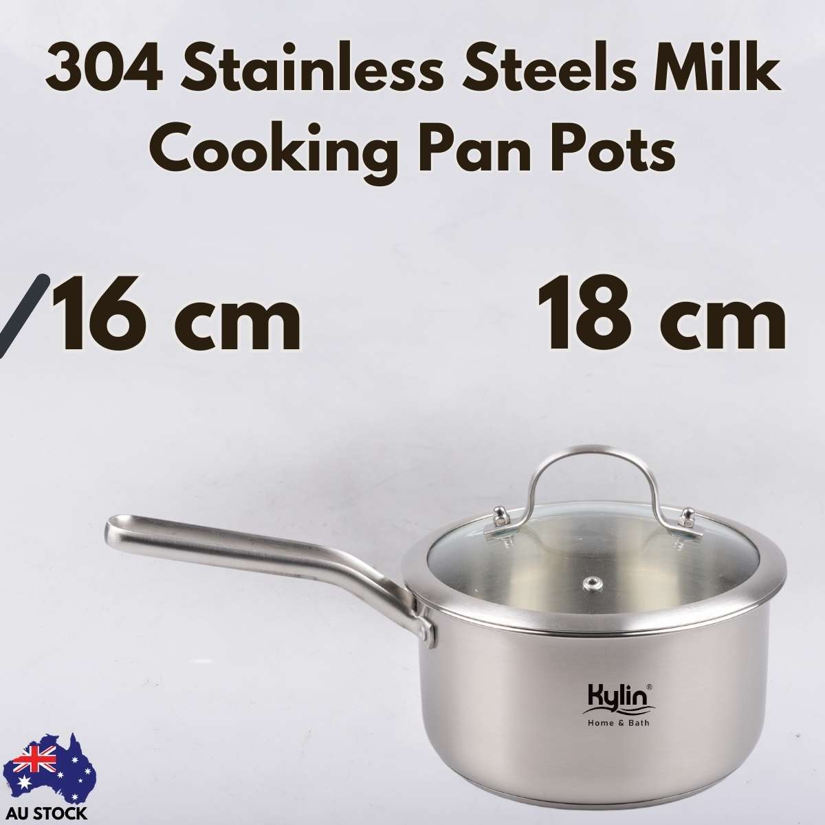Kylin 304 Professional Stainless Steels Milk Cooking Pan Pots Kitchen Cookware Pan,Saucepan with Lid 16CM