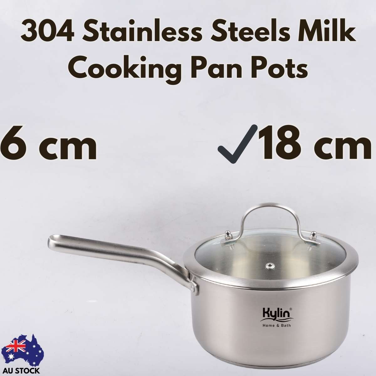 Kylin 304 Professional Stainless Steels Milk Cooking Pan Pots Kitchen Cookware Pan,Saucepan with Lid 18CM