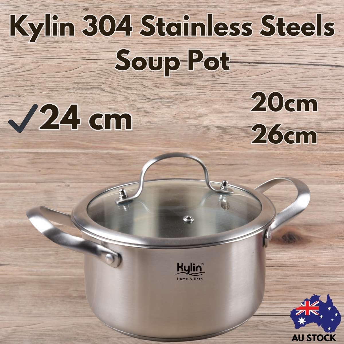 Kylin 304 Stainless Steels Soup Pot, Sauce Pan, Saucepan with lid  24cm