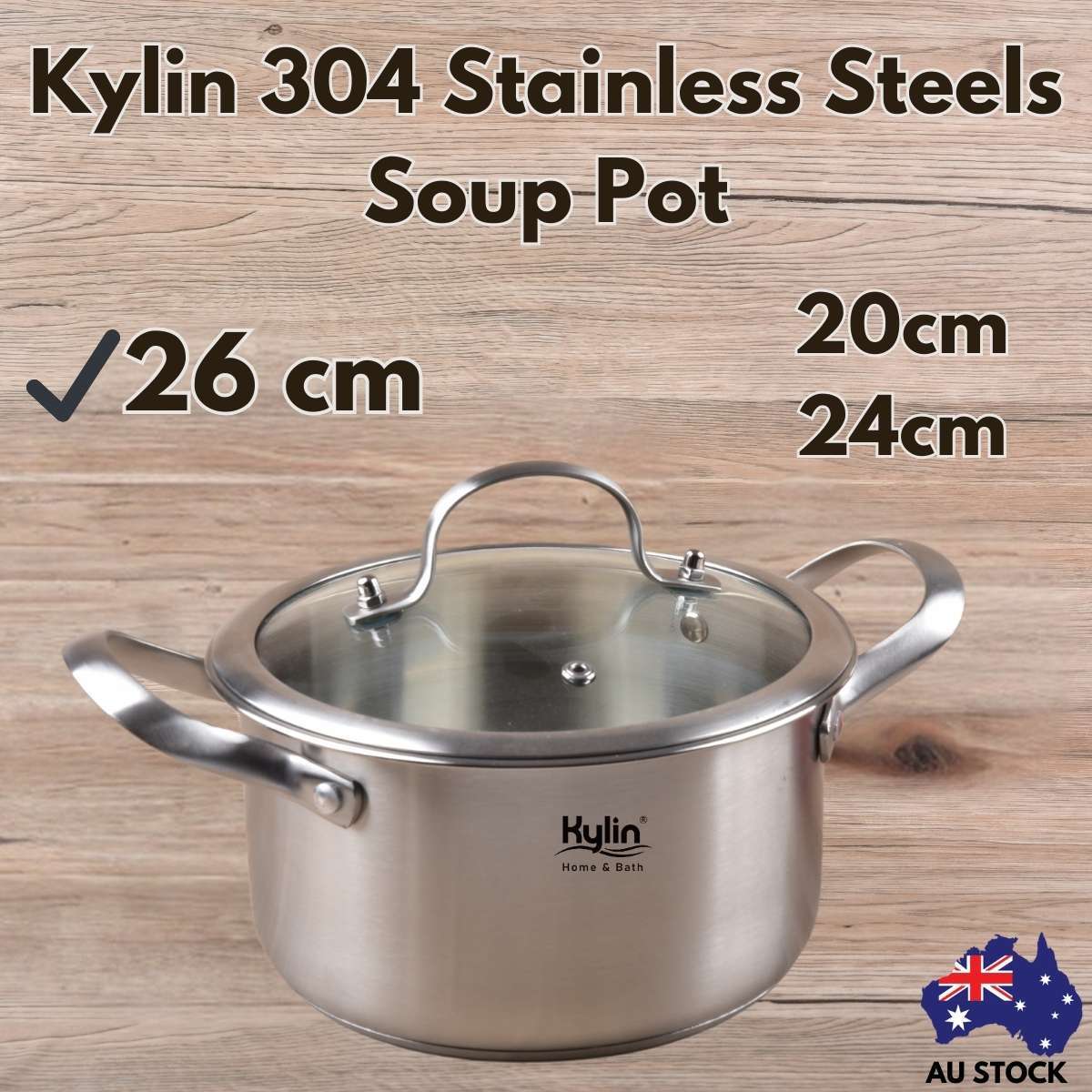 Kylin 304 Stainless Steels Soup Pot, Sauce Pan, Saucepan with lid 26cm