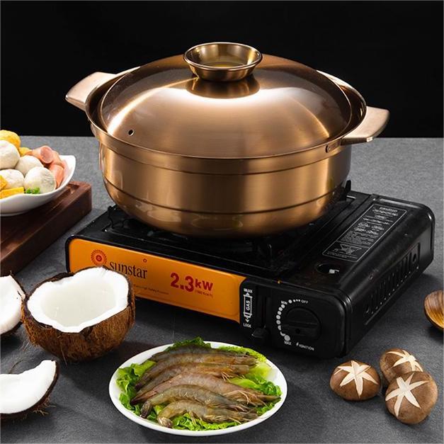 Kylin Copper-Gold Stainless Steel Chinese-Style Stewpot 28cm