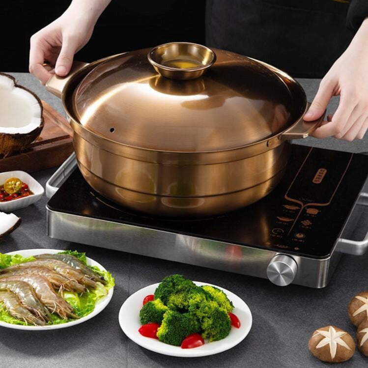 Kylin Copper-Gold Stainless Steel Chinese-Style Stewpot 28cm