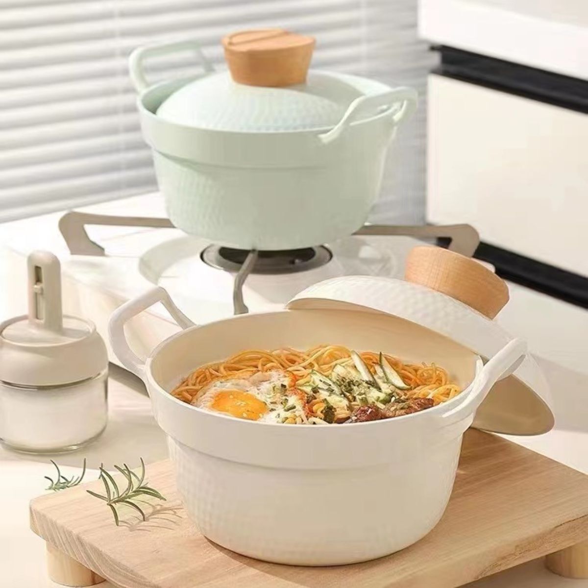 Masker Instant Noodle Pot Aluminium Ceramic Coating - Blue