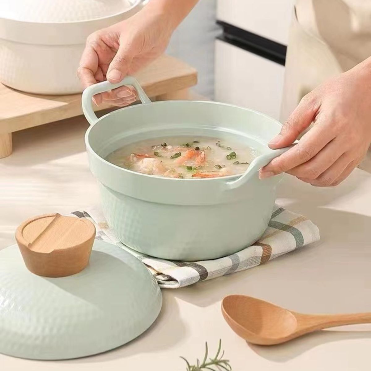 Masker Instant Noodle Pot Aluminium Ceramic Coating - Blue
