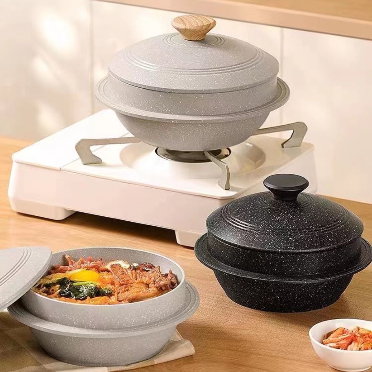 Masker Korean Cooking Bibimbap Stone Pot 18cm - Beige