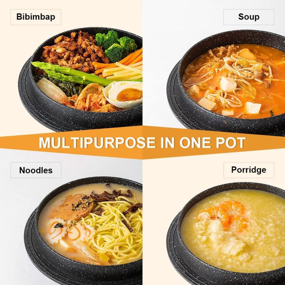 Masker Korean Cooking Bibimbap Stone Pot 18cm - Black