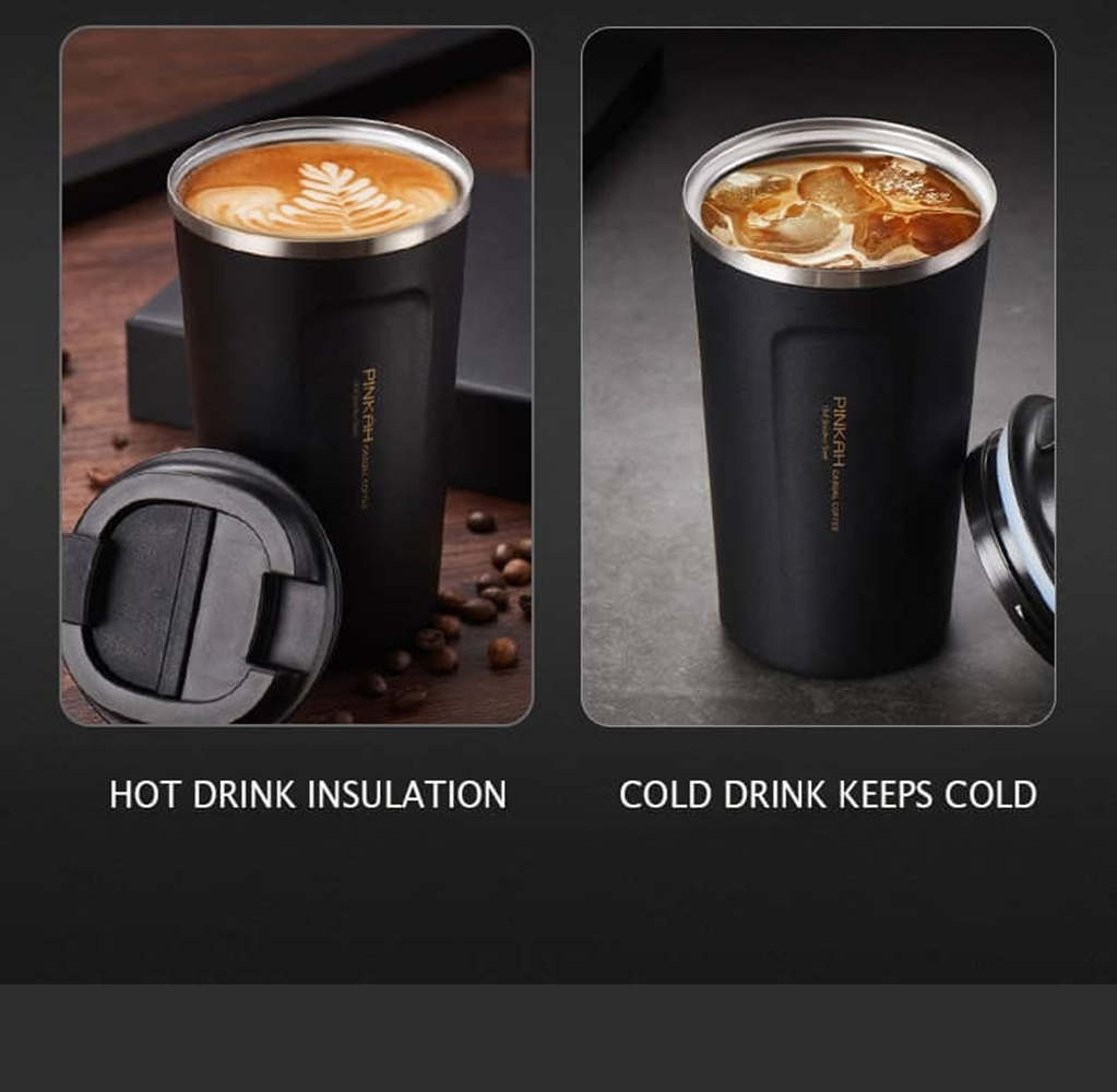 Pinkah PJ-3549 510ML Vacuum Coffee Mug Drinking Cup Water Container Grey
