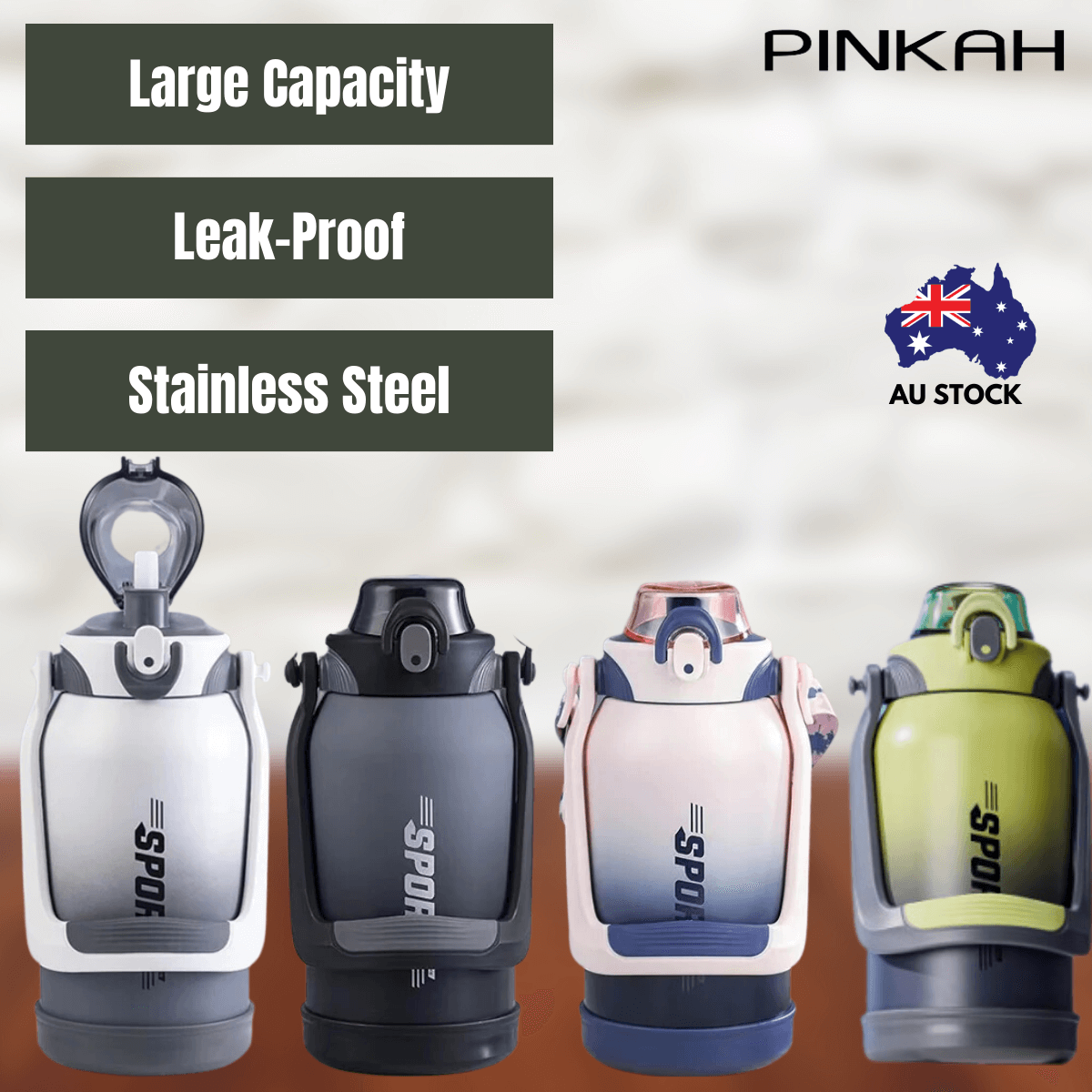 Pinkah PJ-3671 1.5L 316 S/S Sport Vaccum Bottle With Straw - Green