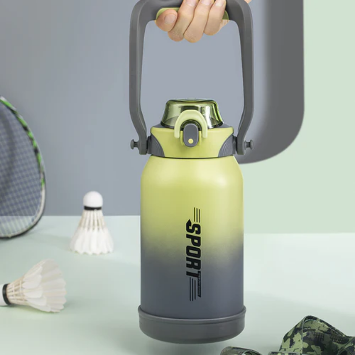 Pinkah PJ-3671 1.5L 316 S/S Sport Vaccum Bottle With Straw - Green