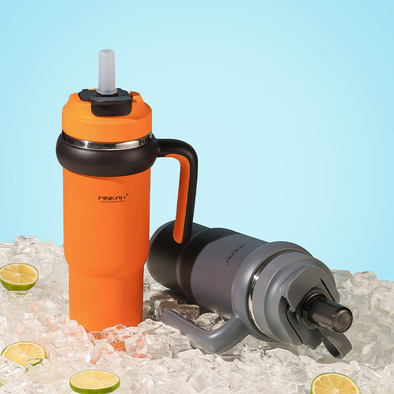 Pinkah PJ-3716 Vaccum Bottle With Handle 920ml Orange