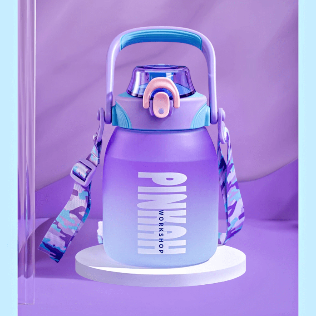 Pinkah PJ-778 1L Portable Tritan Bottle With Straw - Purple