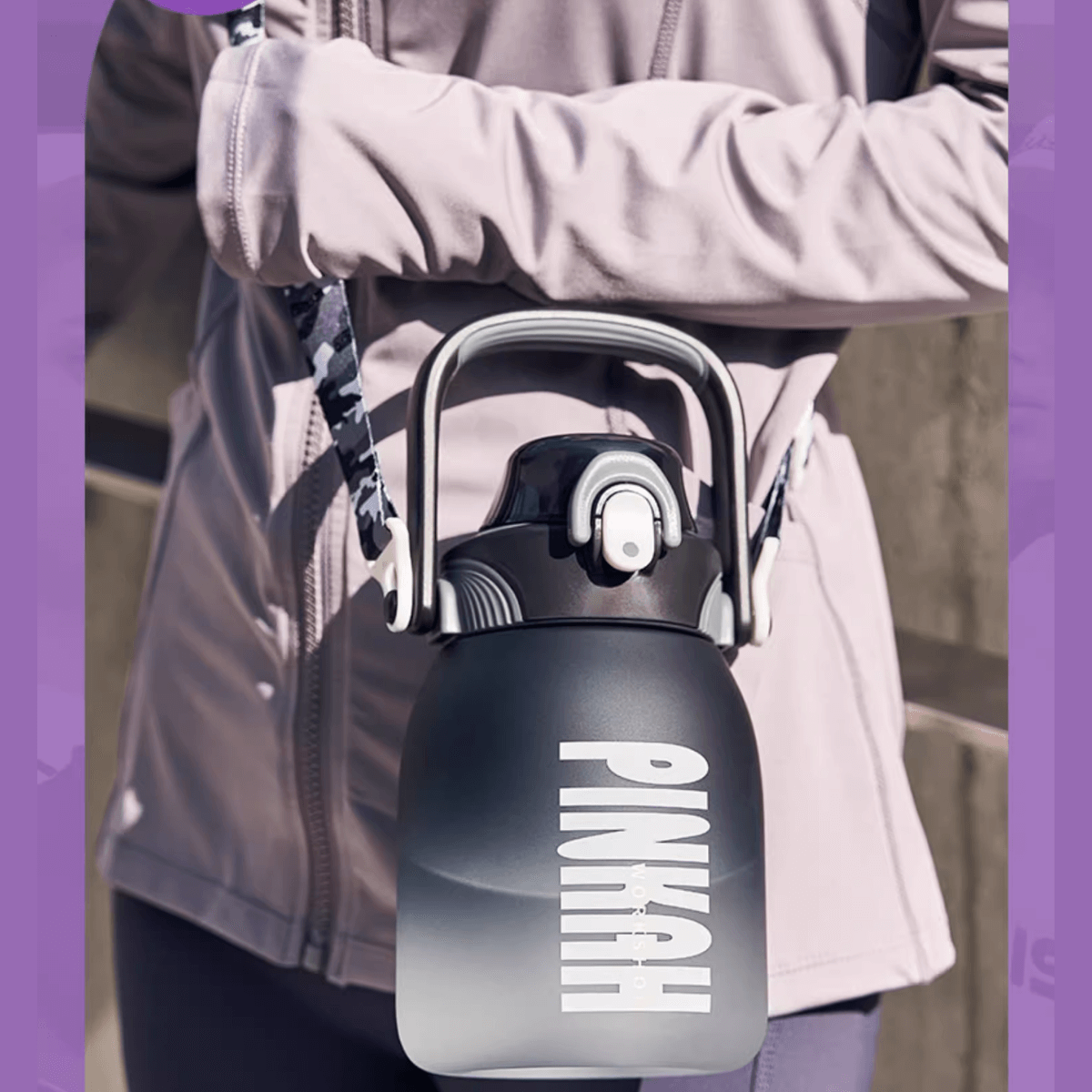 Pinkah PJ-778 1L Portable Tritan Bottle With Straw - Purple