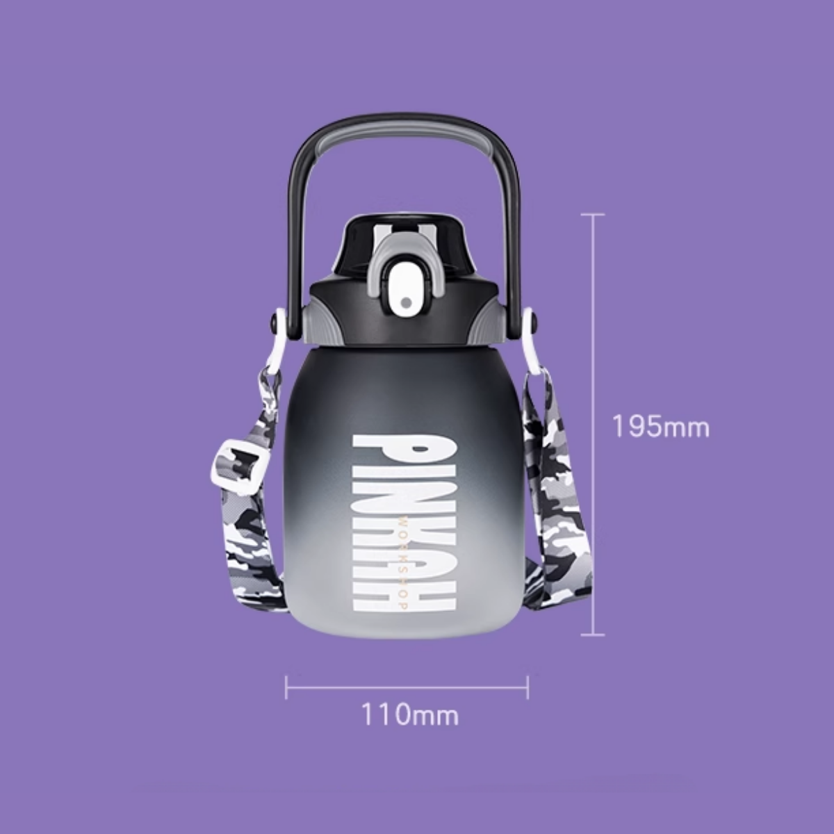 Pinkah PJ-778 1L Portable Tritan Bottle With Straw - Purple