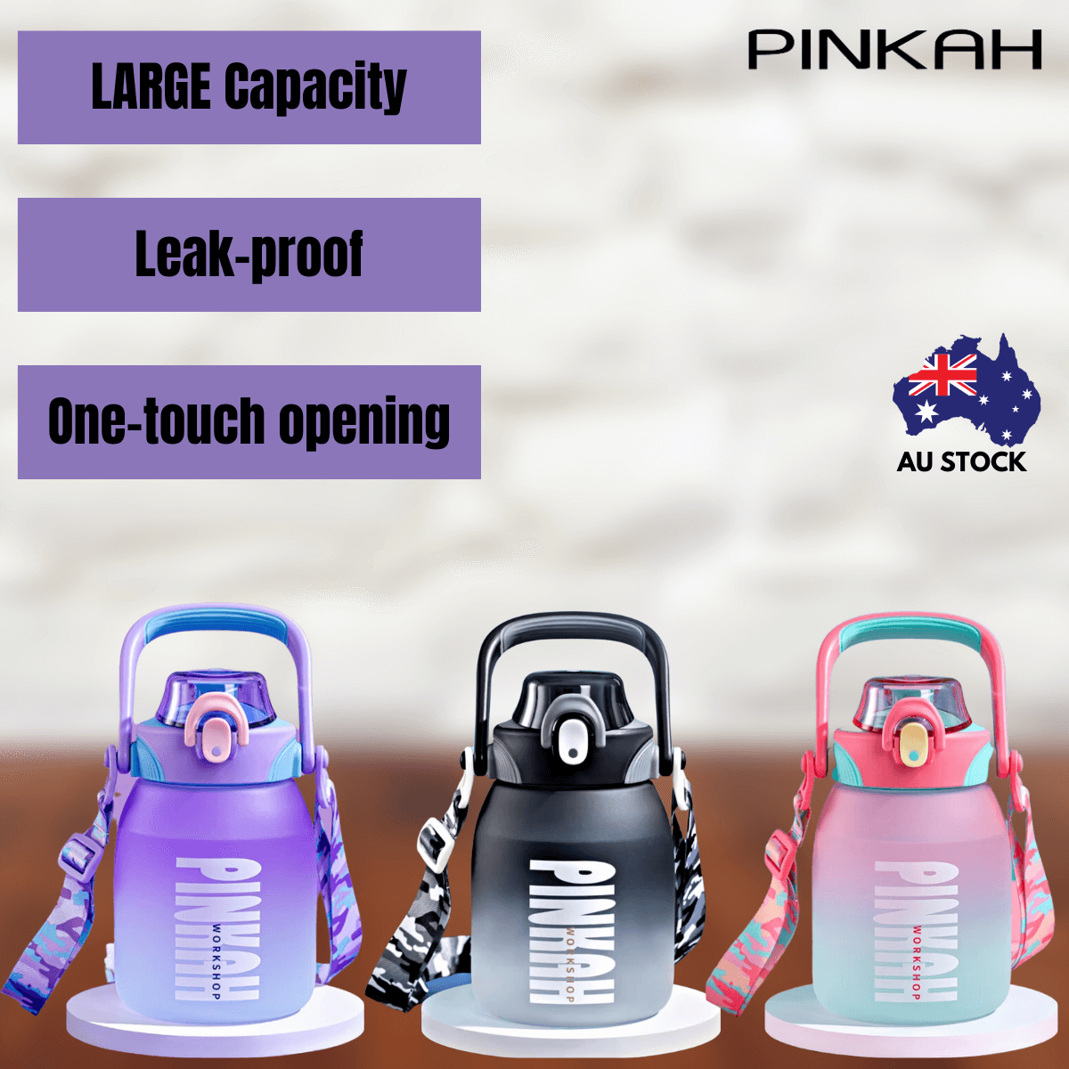 Pinkah PJ-778 1L Portable Tritan Bottle With Straw - Purple