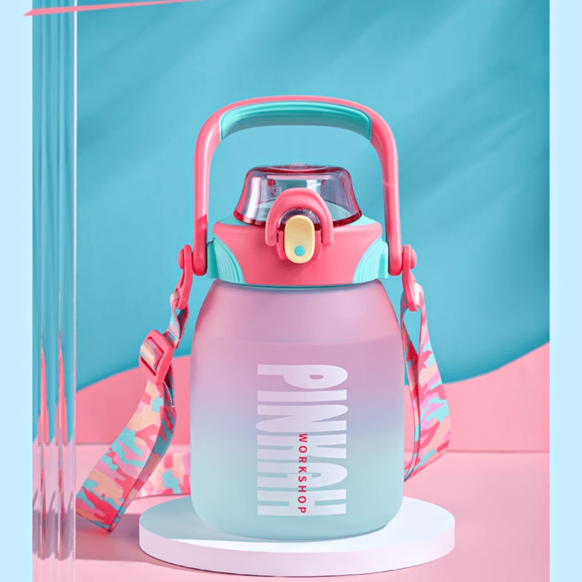 Pinkah PJ-778 1L Portable Tritan Bottle With Straw - Pink