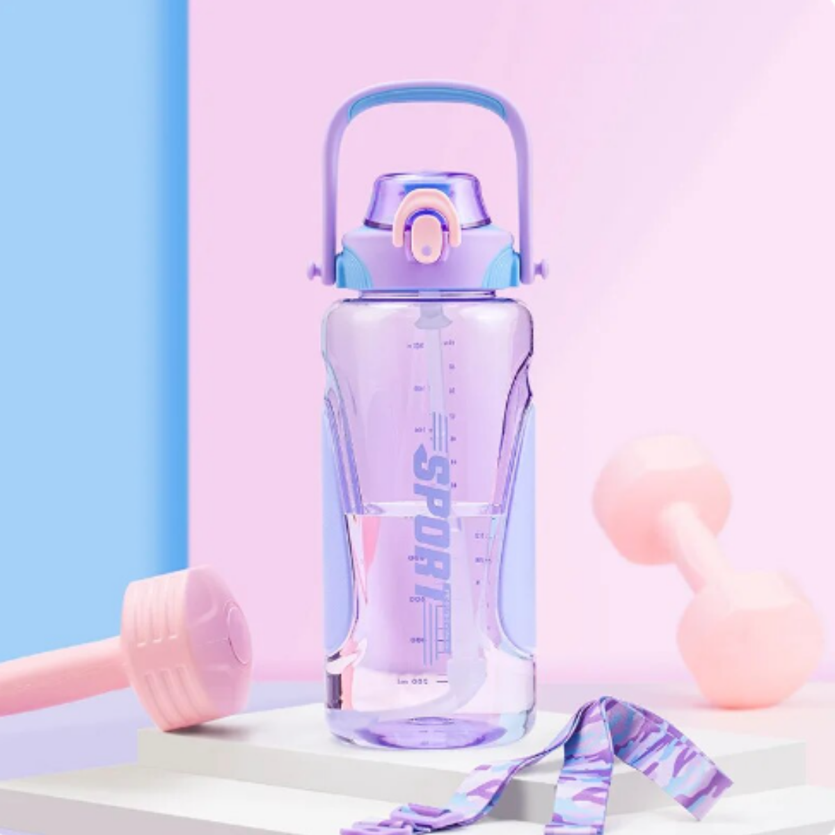 Pinkah PJ-776 1.5L Portable Tritan Sport Bottle With Straw - Purple