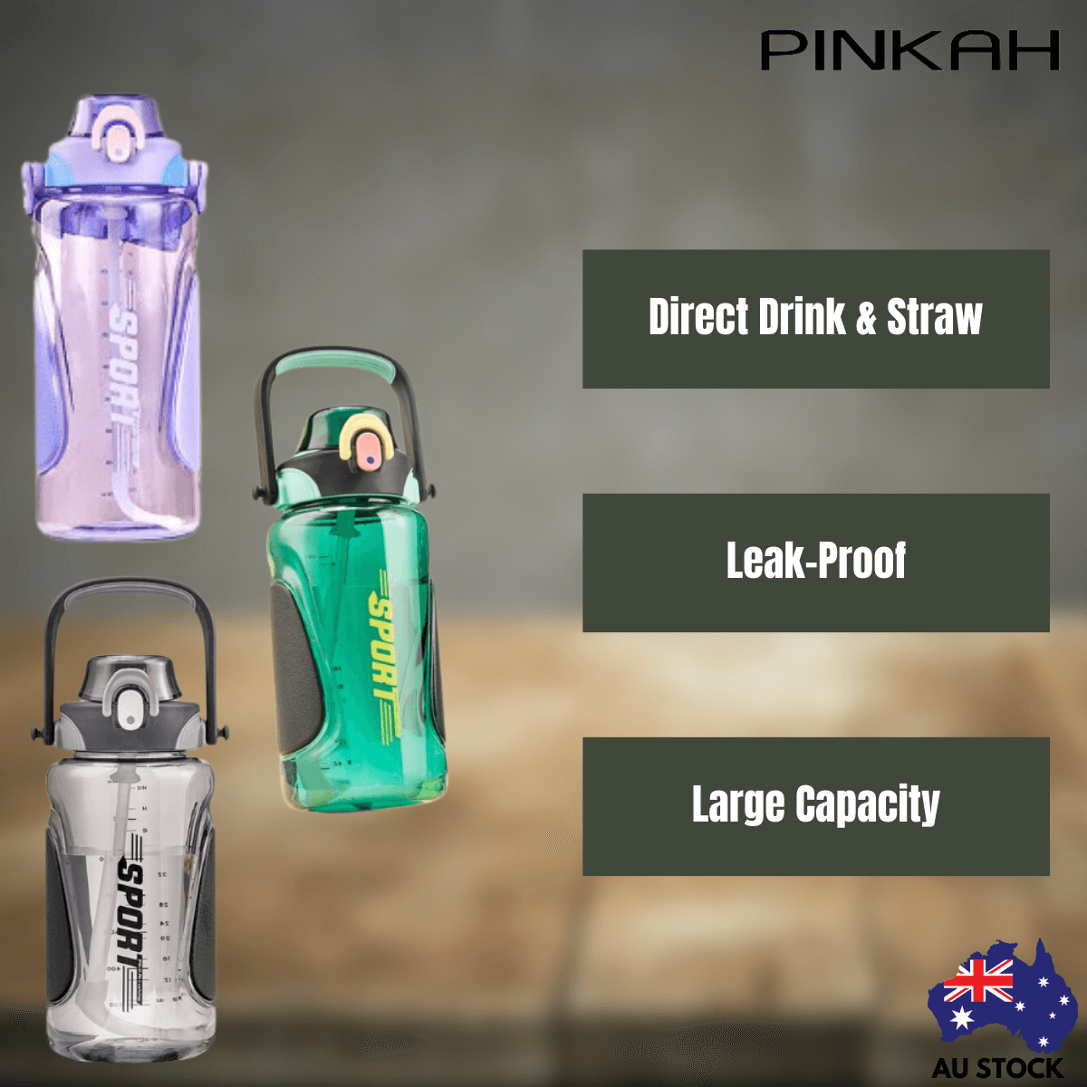 Pinkah PJ-776 1.5L Portable Tritan Sport Bottle With Straw - Purple