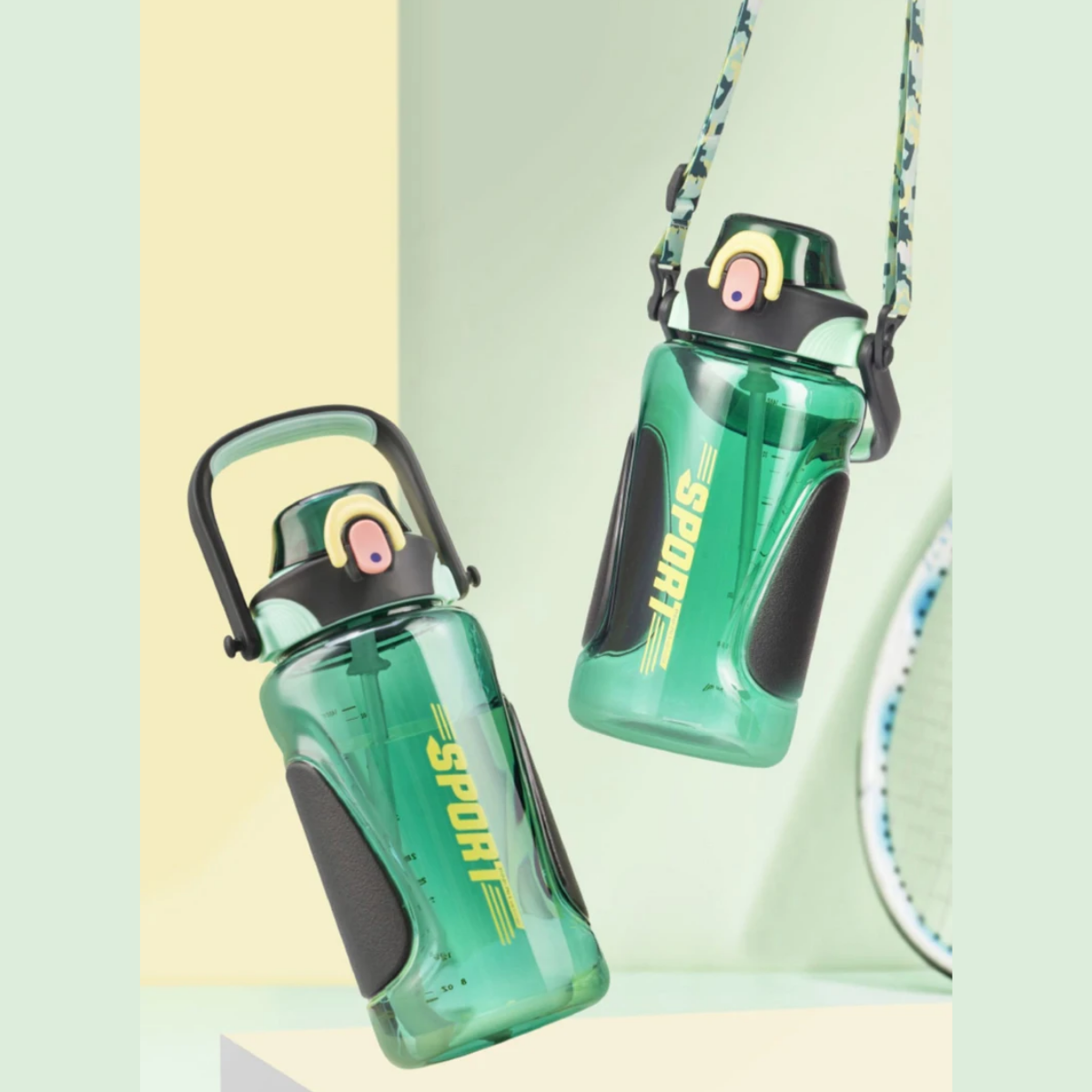 Pinkah PJ-776 1.5L Portable Tritan Sport Bottle With Straw - Green